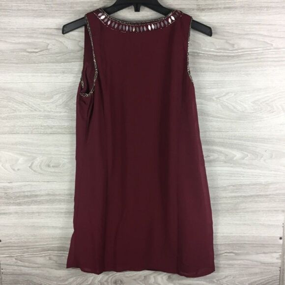 Angie Burgundy Beaded Sheath Dress M - Picture 4 of 6
